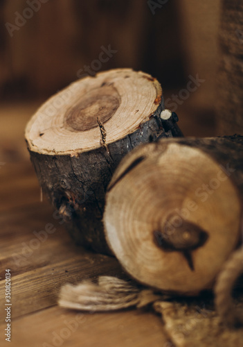 cut wood bars, interior in the studio