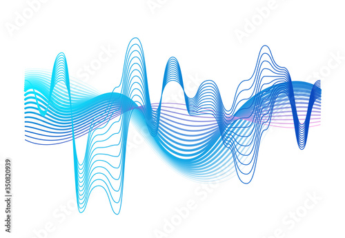 Colorful realistic sound waves amplitude vector graphic illustration