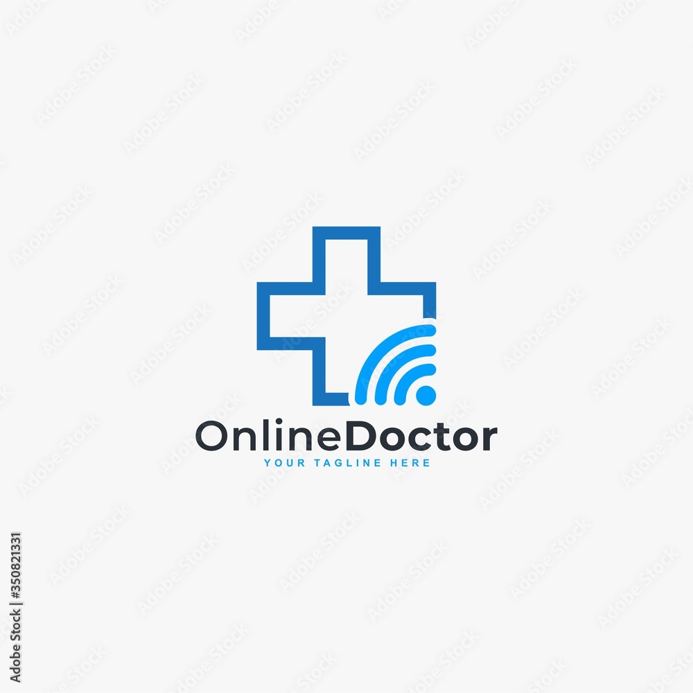 Doctor online virtual services logo design vector. Consultation to doctors via digital remote illustration symbol. Telemedicine service vector logo. Doctor online virtual services logo design vector. Consultation to doctors via digital remote illustration symbol. Telemedicine service vector logo.