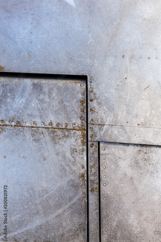 Old aircraft aluminum texture with rivets.