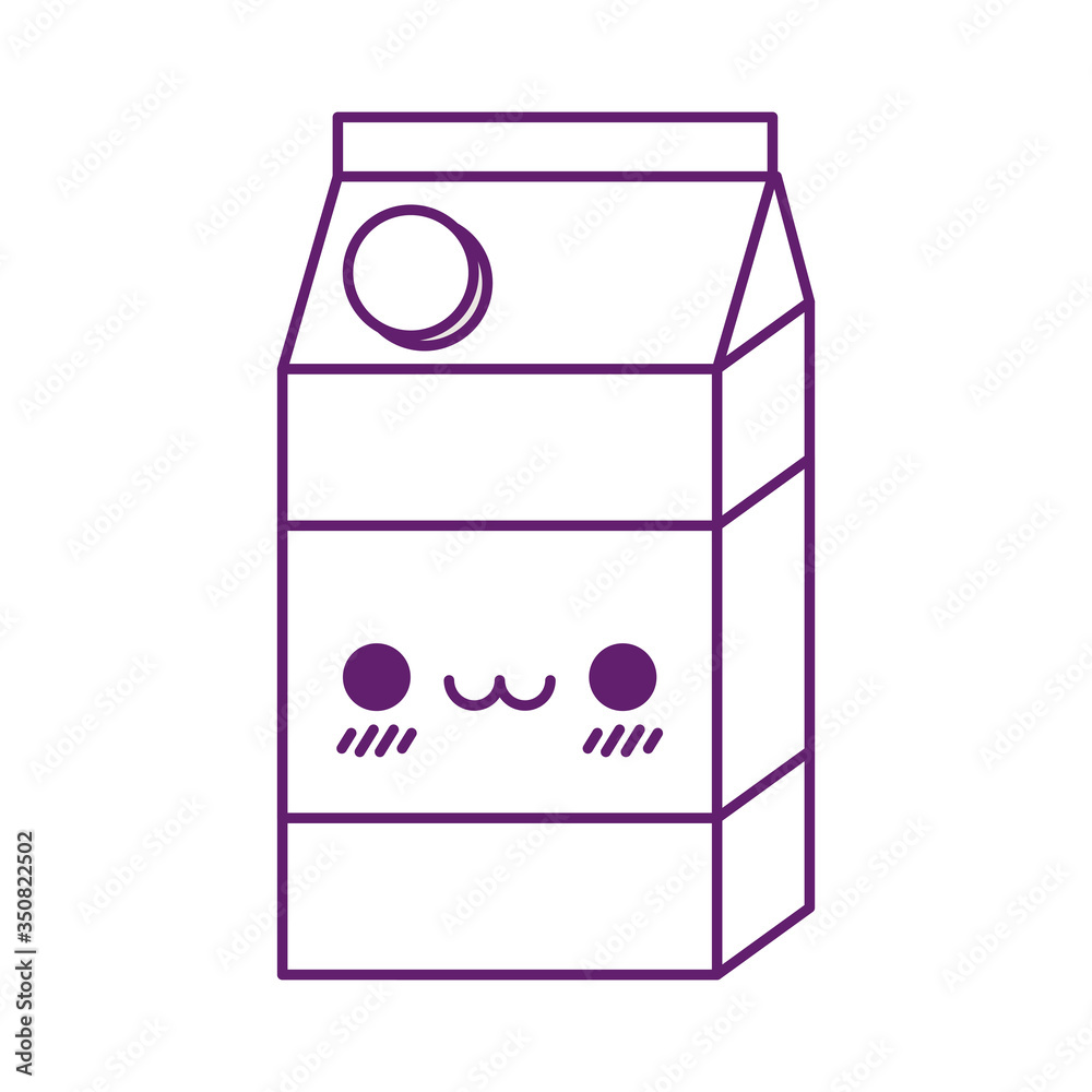 Kawaii juice box cartoon line style icon vector design Kawaii juice box cartoon line style icon vector design
