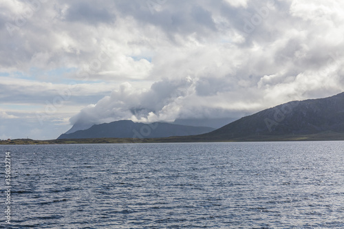 Beautiful Norwegian landscape. view of the fjords. Norway ideal fjord reflection in clear water