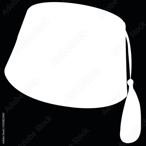 white fez on black background