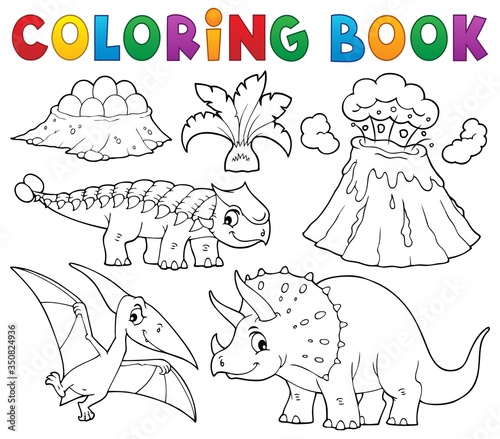 Coloring book dinosaur subject image 5