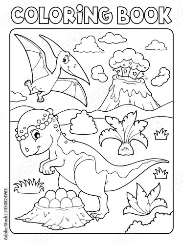 Coloring book dinosaur subject image 7 photo