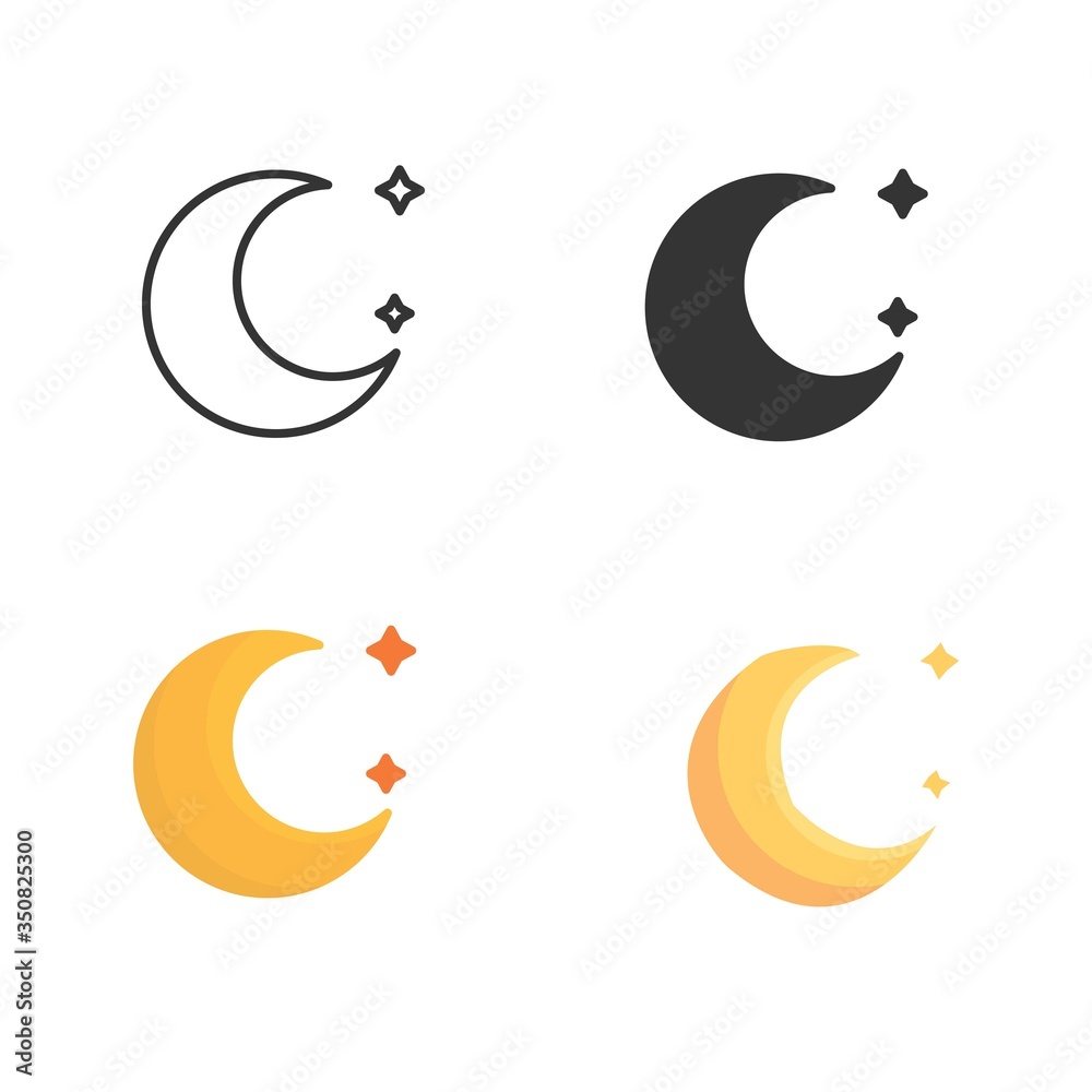 moon and stars icon vector illustration sign moon and stars icon vector illustration sign