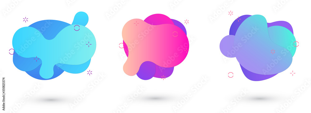 Abstract liquid backgrounds set isolated on white. Gradient abstract shapes with flowing liquid shapes. Clip-art illustration Abstract liquid backgrounds set isolated on white. Gradient abstract shapes with flowing liquid shapes. Clip-art illustration