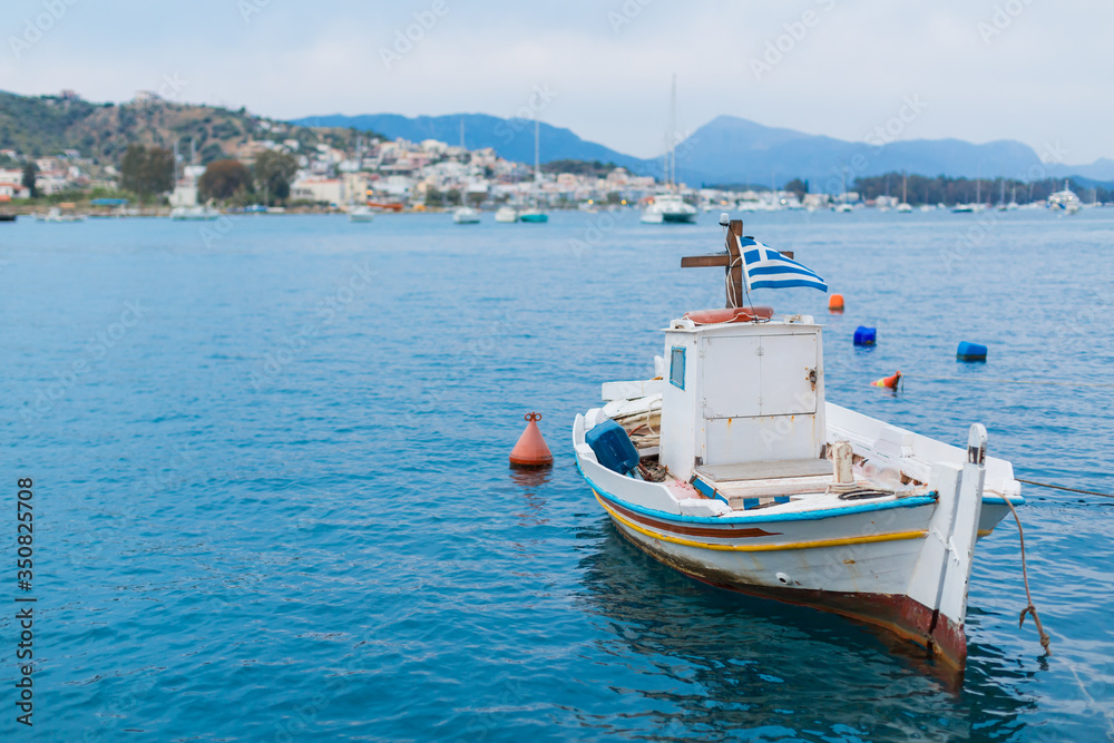 Fishing boat in the Aegean sea in Greece