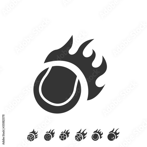 fire tennis ball icon vector illustration sign
