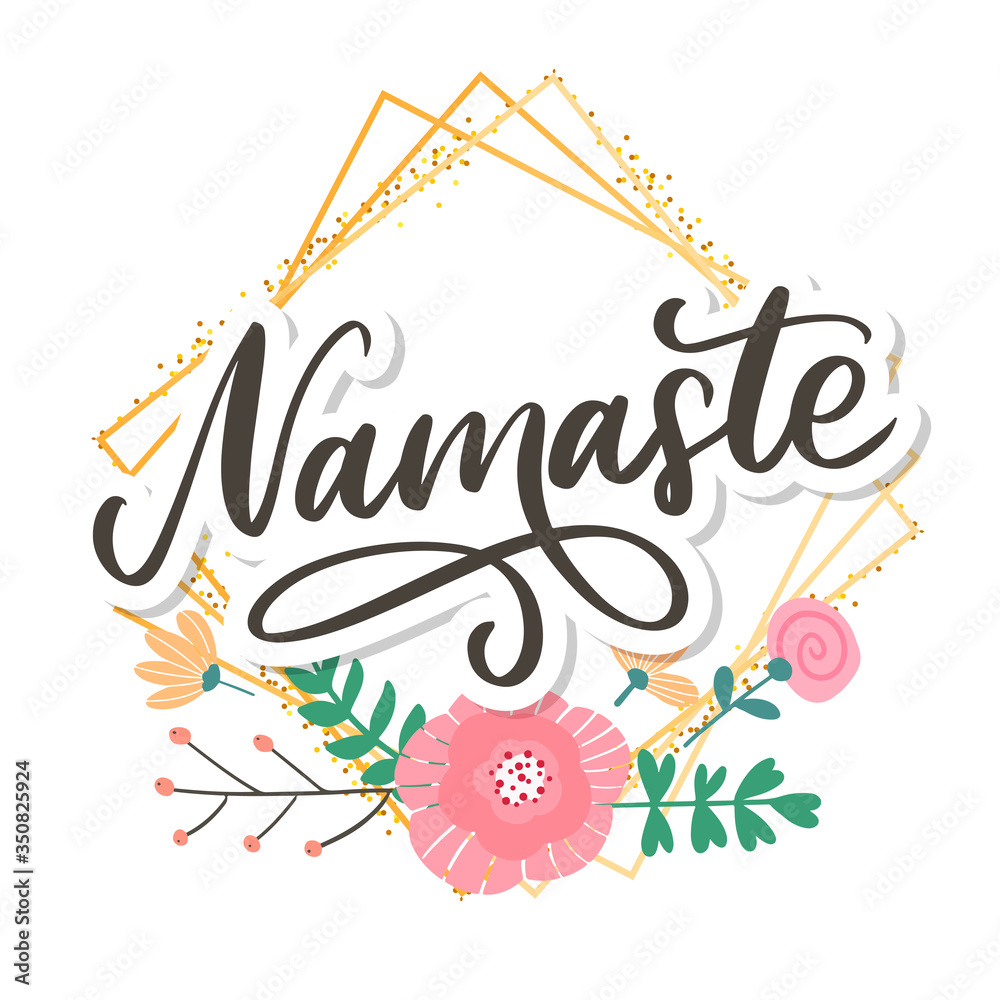 Hand drawn namaste card. Hello in hindi. Ink illustration. Hand drawn lettering background. Isolated on white background. Positive quote. Modern brush calligraphy. Hand drawn namaste card. Hello in hindi. Ink illustration. Hand drawn lettering background. Isolated on white background. Positive quote. Modern brush calligraphy.