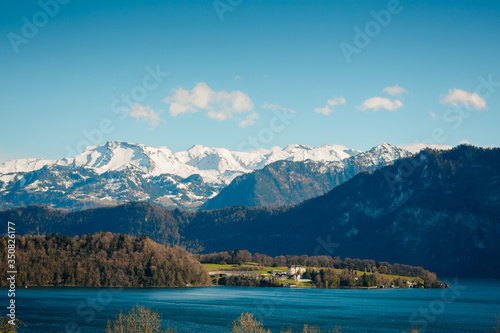 lake and mountains