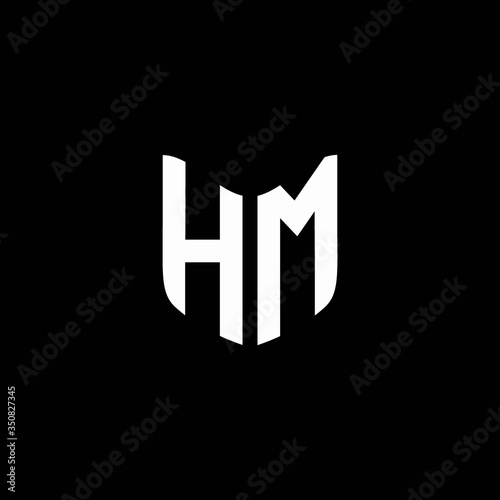 hm logo monogram with shield shape design template