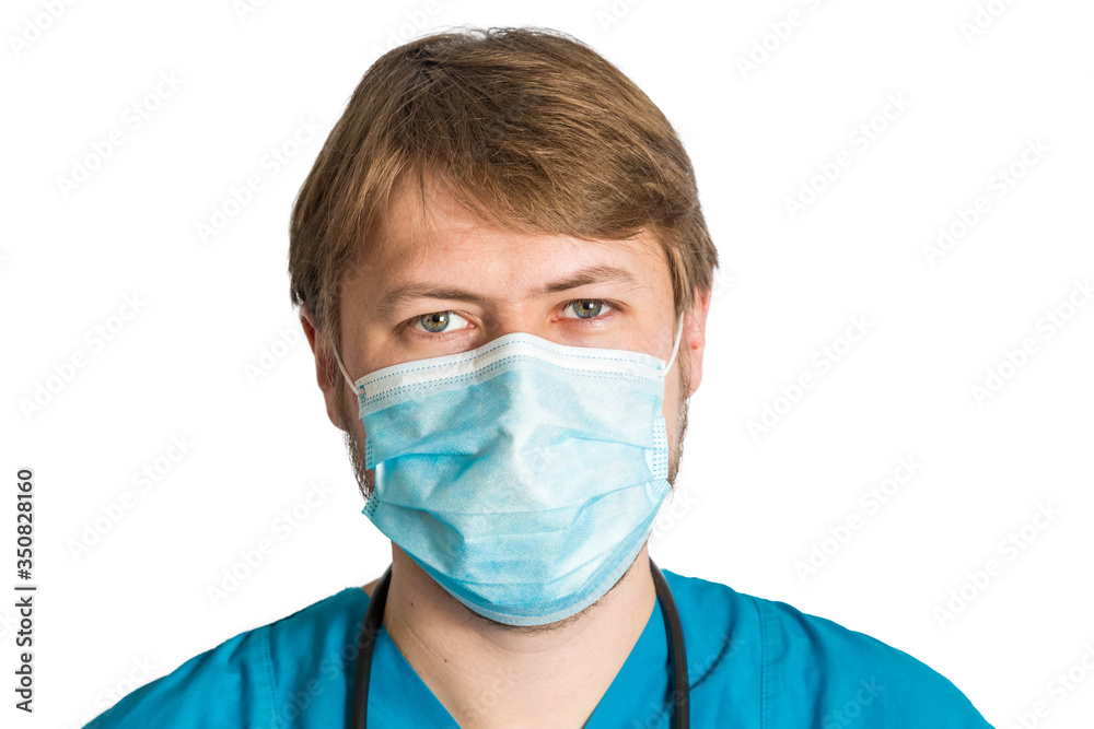 Senior Grey Hair Doctor In Surgical Mask Holding A Syringe Senior Grey Hair Doctor In Surgical Mask Holding A Syringe