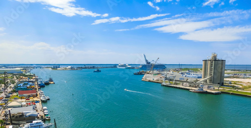 Cape Canaveral, USA. The arial view of port Canaveral from cruise ship © Solarisys