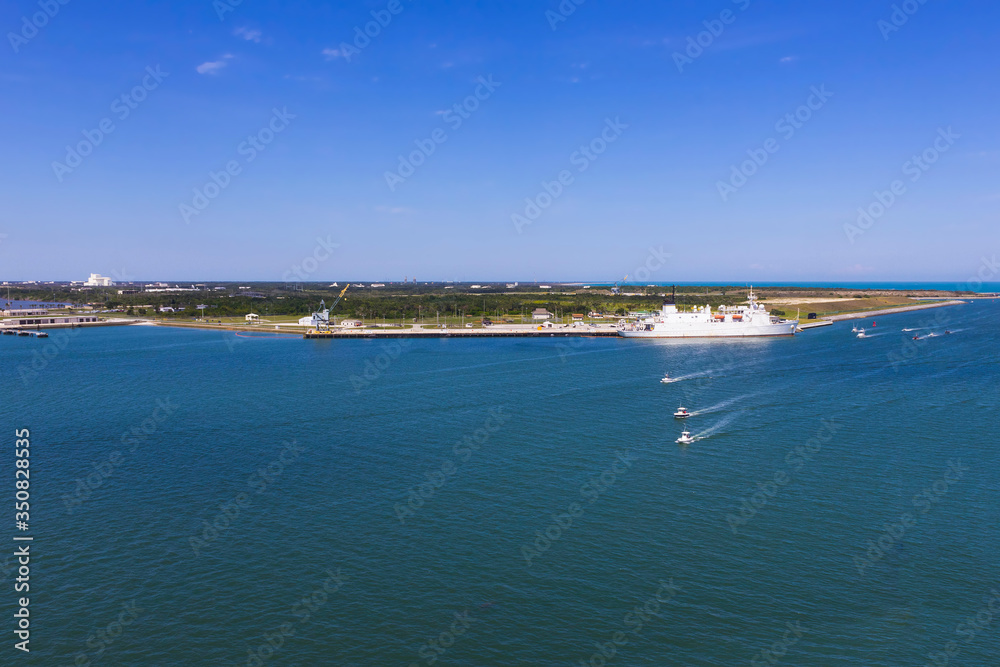 Cape Canaveral, USA. The arial view of port Canaveral from cruise ship