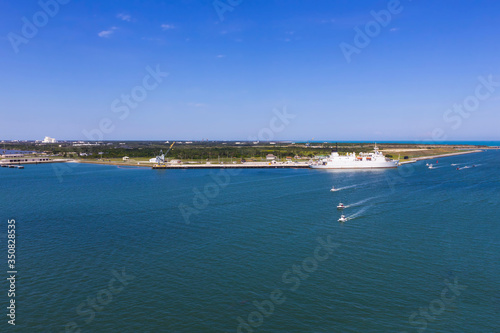 Cape Canaveral, USA. The arial view of port Canaveral from cruise ship