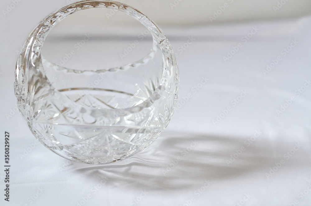 crystal vase and beautiful fabric on the surface crystal vase and beautiful fabric on the surface