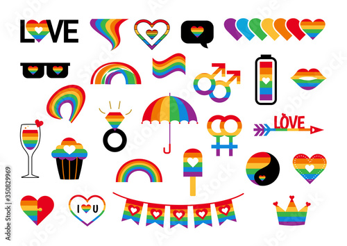 Vector pride symbols set gay LGBT party photo