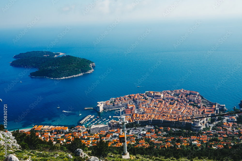 Panoramic of Dubrovnik and the island of Lokrum