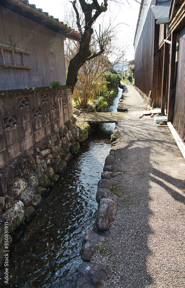 Small river of the small alley of Japan