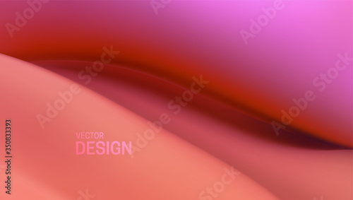 Soft viscous pink wave. Abstract colorful liquid background. Vector 3d illustration. Fluid dynamic texture. Minimalist cover template. Decoration element for poster or landing page