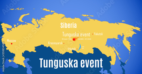 Schematic vector map of the location of the Tunguska event photo