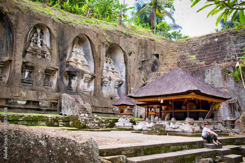 Pura Gunung Kawi Temple in Ubud, Bali Island, Indonesia. Ancient carved in the stone temple with royal tombs.