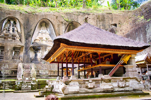 Pura Gunung Kawi Temple in Ubud, Bali Island, Indonesia. Ancient carved in the stone temple with royal tombs.