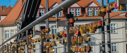 Liebesschlösser an Kettenbrücke Bamberg