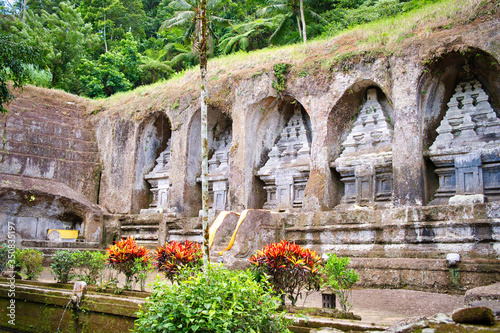 Pura Gunung Kawi Temple in Ubud, Bali Island, Indonesia. Ancient carved in the stone temple with royal tombs.