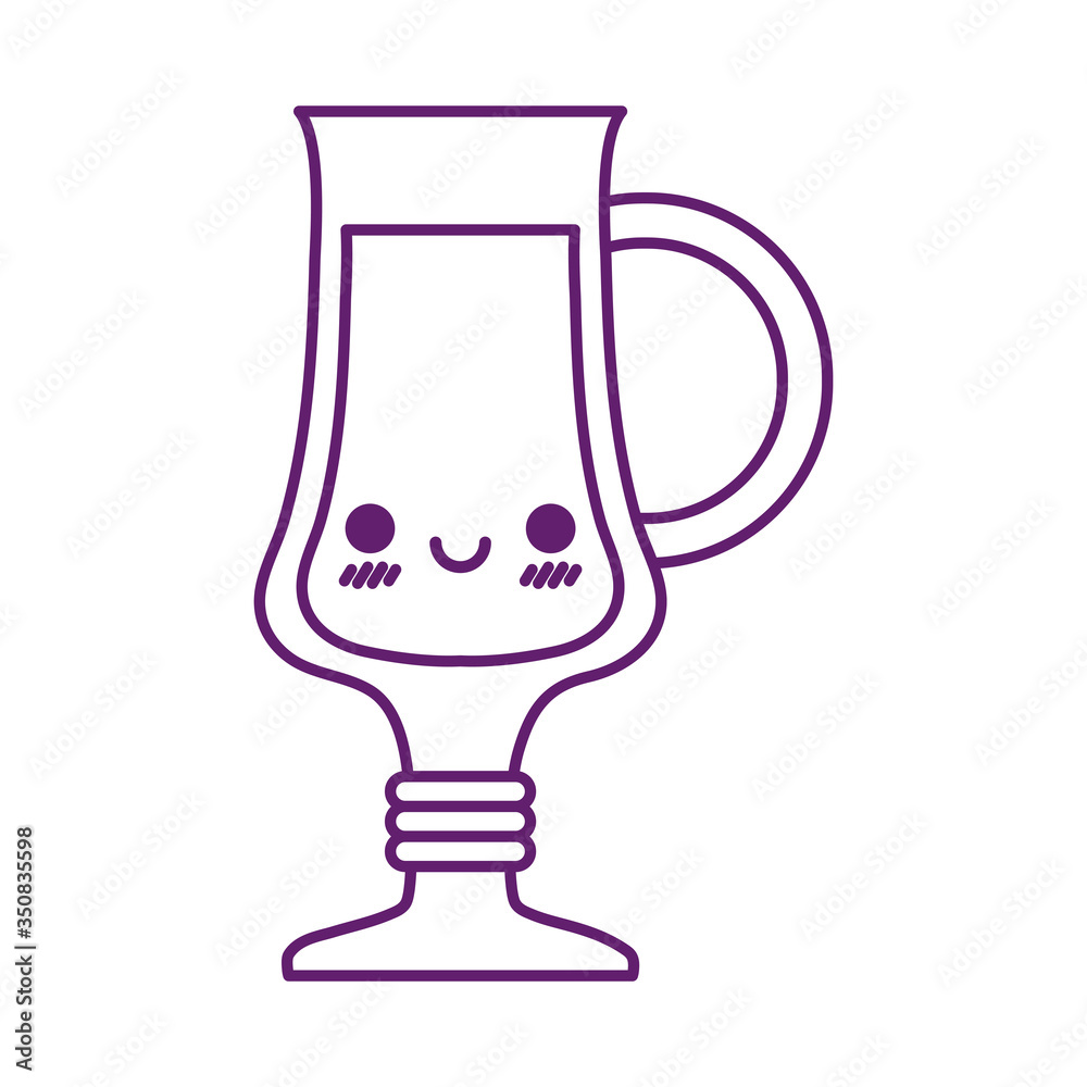 Obraz premium Kawaii juice cup cartoon line style icon vector design