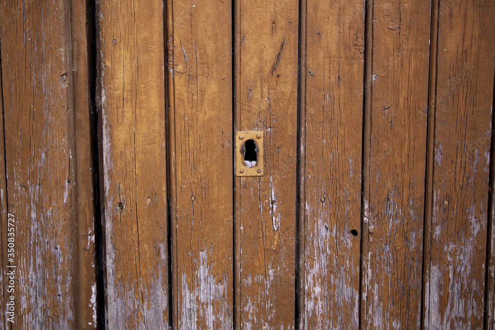 Naklejka premium Old abandoned wooden door