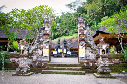 Pura Gunung Kawi Temple in Ubud, Bali Island, Indonesia. Ancient carved in the stone temple with royal tombs.