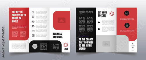modern red trifold business brochure template