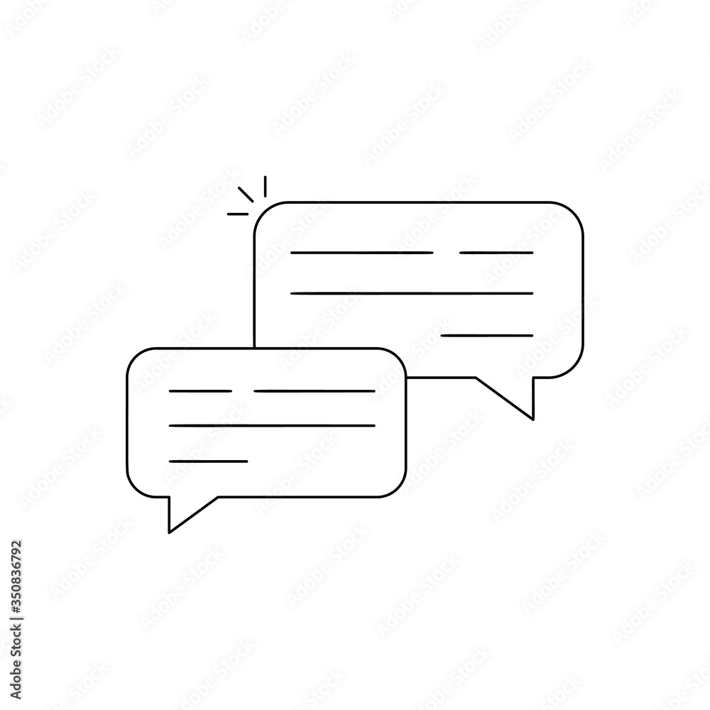 Vector Outline Chat Icon isolated on white background. Line logo dialogue pictogram. Speech bubble symbol for your web site design, logo, app, UI. Editable stroke illustration