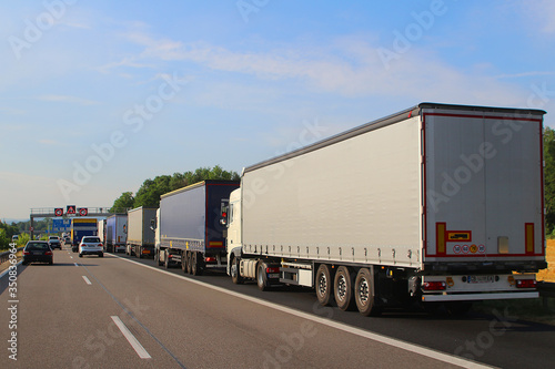 Lorry jam on the highway before border crossing (from Germany to Basel, Switzerland)