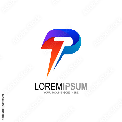 Letter P logo and thunder design combination, Thunderbolt icons Free Download Letter P logo and thunder design combination, Thunderbolt icons - GFXLoad