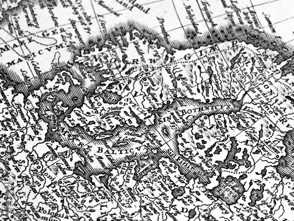 Fototapeta premium アンティークの世界地図 バルト海