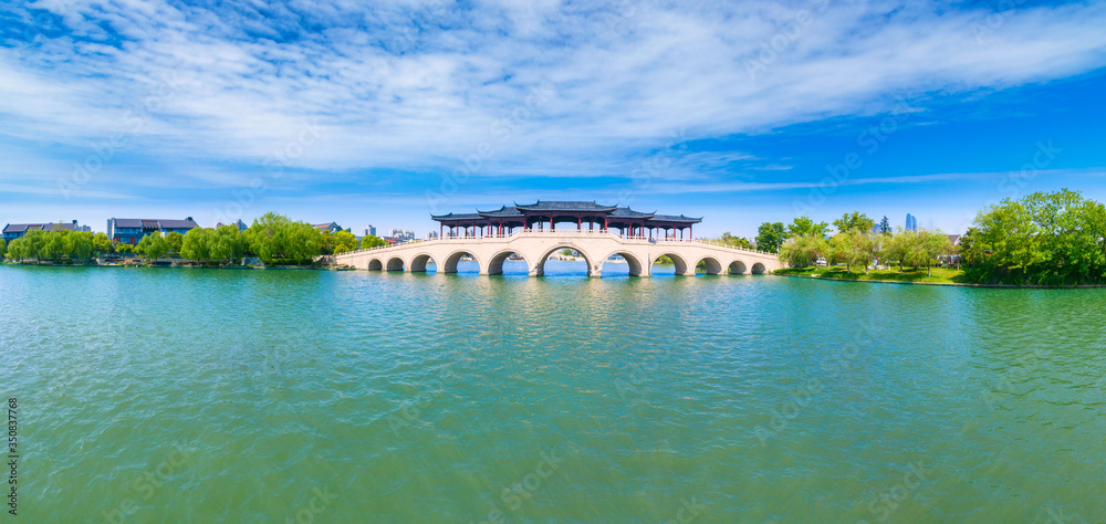 Bridge in Jinji Lake Scenic Area, Suzhou City, Jiangsu Province, China Bridge in Jinji Lake Scenic Area, Suzhou City, Jiangsu Province, China