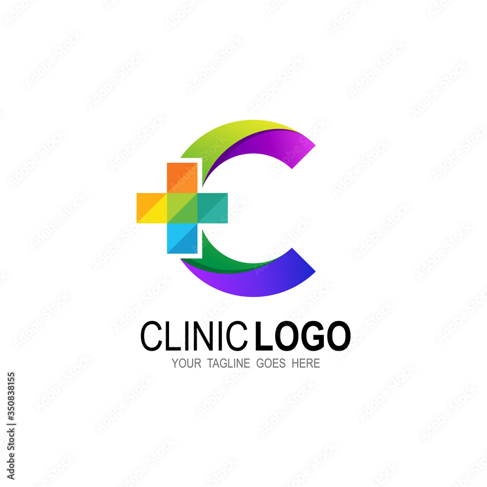 Letter C cross plus logo colorful, Medical healthcare hospital logotype Letter C cross plus logo colorful, Medical healthcare hospital logotype