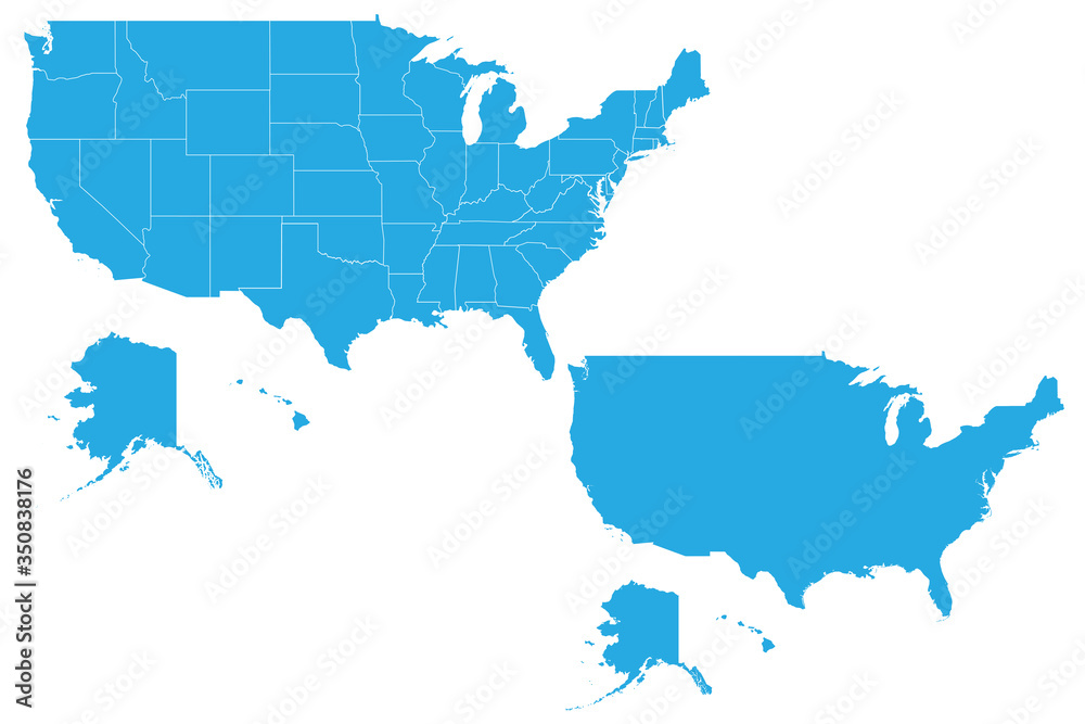 Obraz premium Map - United States of America Couple Set , Map of United States of America,Vector illustration eps 10.