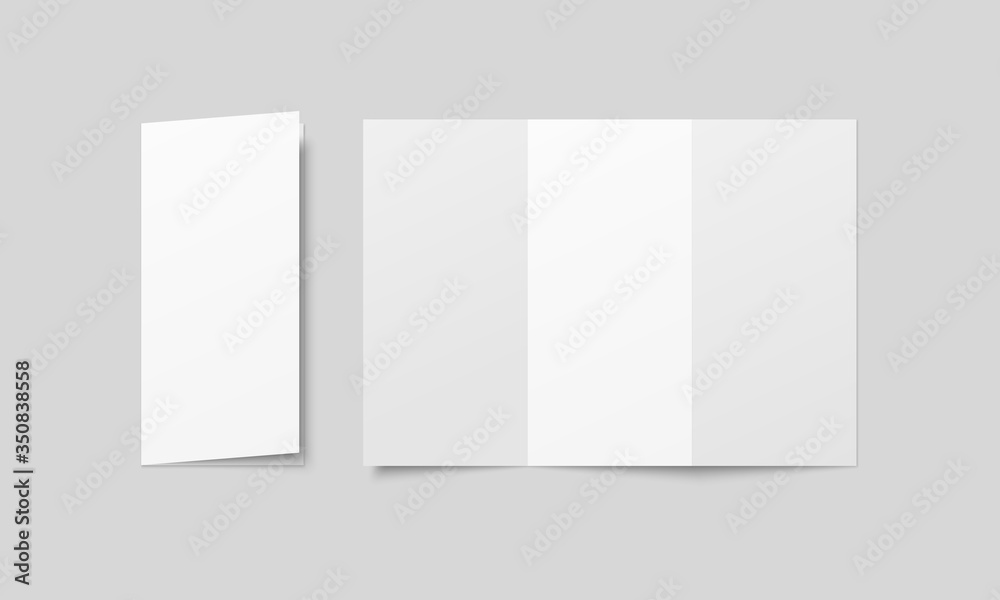 Blank tri fold brochure mock up. Open and closed booklet template. Blank tri fold brochure mock up. Open and closed booklet template.