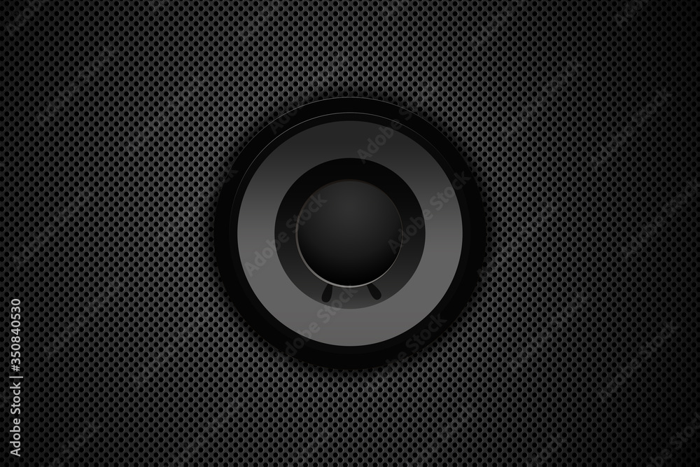 Frontal audio speaker membrane isolated on speaker grid. Illustration. Frontal audio speaker membrane isolated on speaker grid. Illustration.