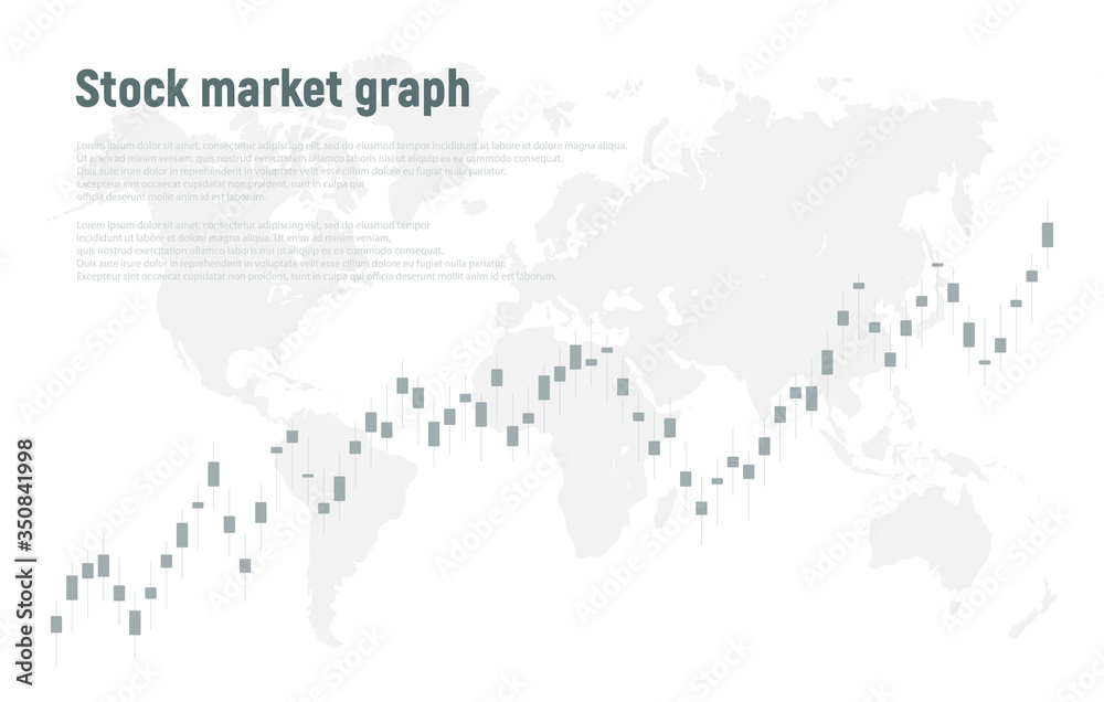 Stock market graph or forex trading chart for business and financial concepts, reports and investment on grey background