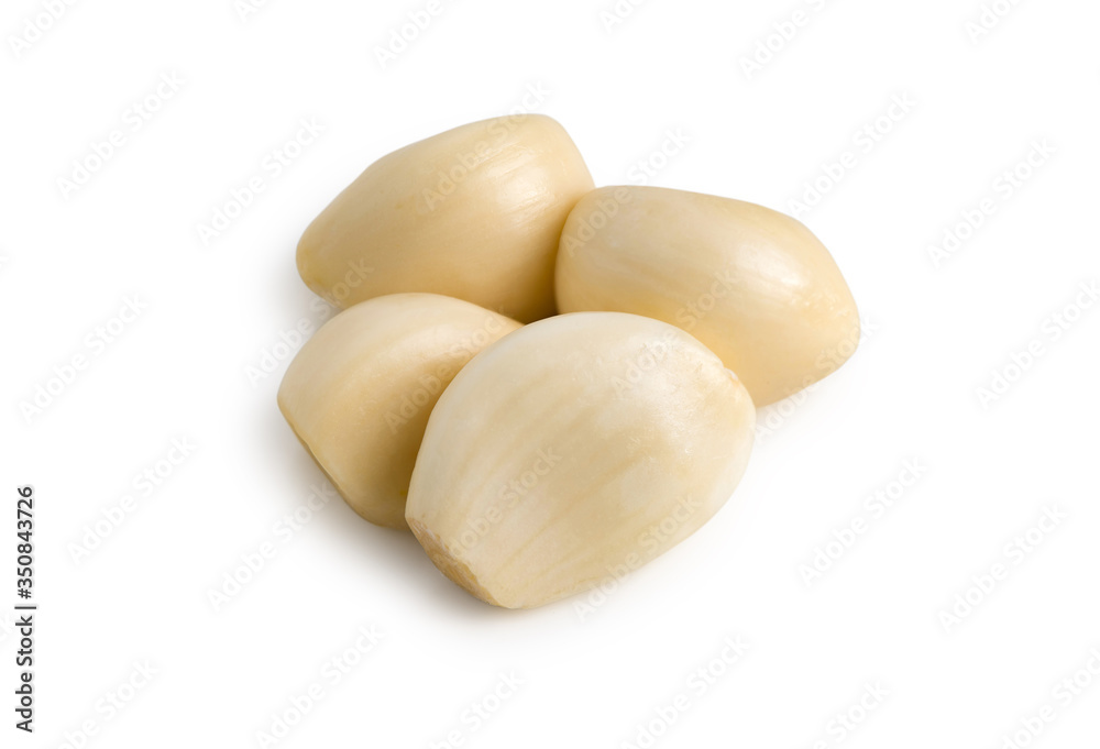 macro garlic on white background