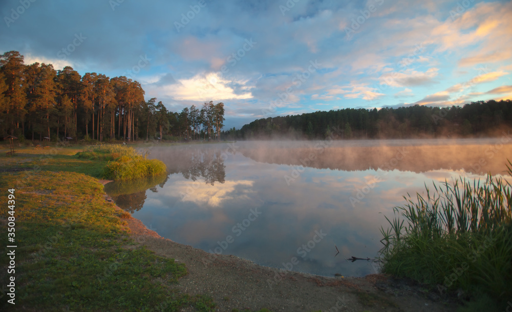 Early morning fog on the pond Early morning fog on the pond