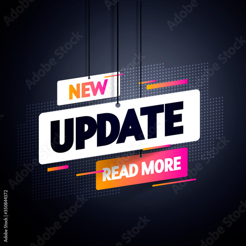 Vector Illustration Modern And Dynamic Hanging Label With Text New Update, Read More photo