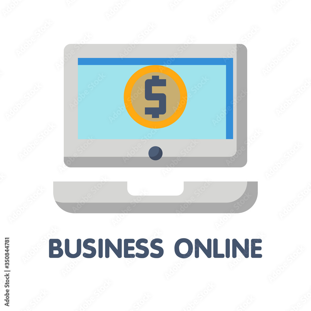 Business online flat icon style design illustration on white background Business online flat icon style design illustration on white background