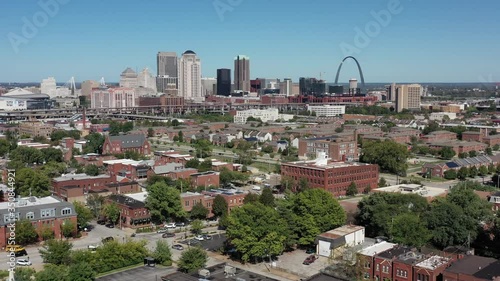 Drone Video Lafayette Square Neighbourhood and Downtown St Louis Missouri