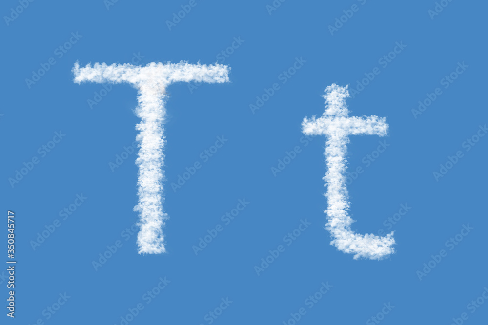 Letter T from real clouds shapes. Cloud alphabet. Letter T from real clouds shapes. Cloud alphabet.